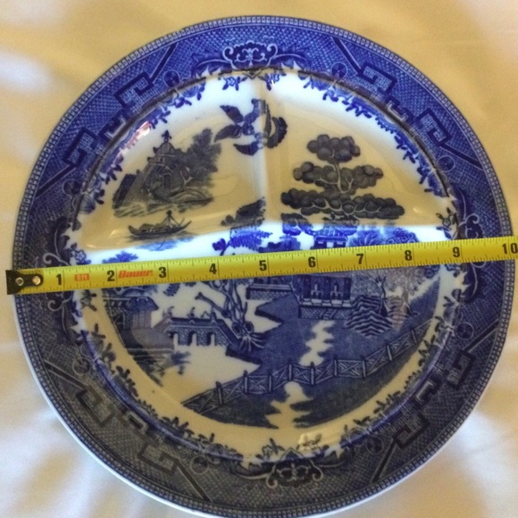 IDEAL GRILLE PLATE BLUE WILLOW PATTERN (like) MADE IN USA 10” PORTIONED PLATE - Picture 5 of 6